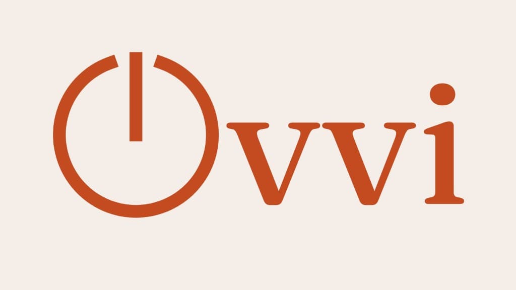 Ovvi — logotipo con el símbolo de encendido como letra O